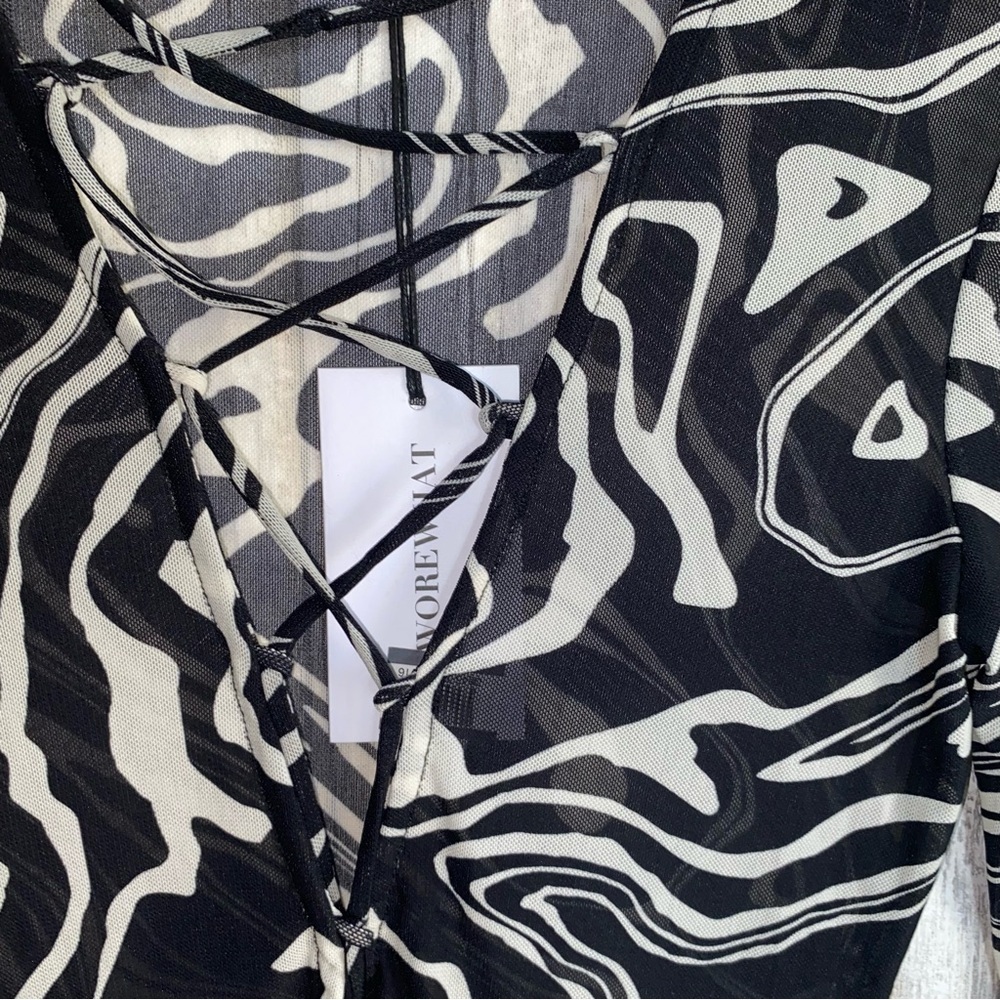 NWT WeWoreWhat Black Marble Mesh Dress - Picture 6 of 6